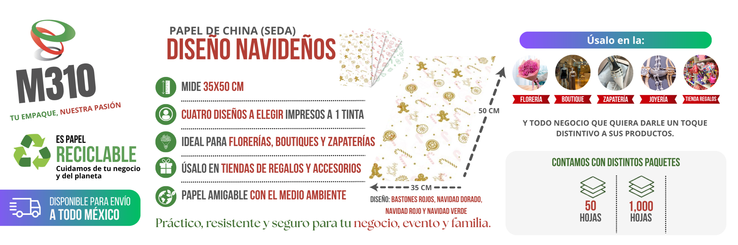 Infografía Papel de China Navideño 35x50