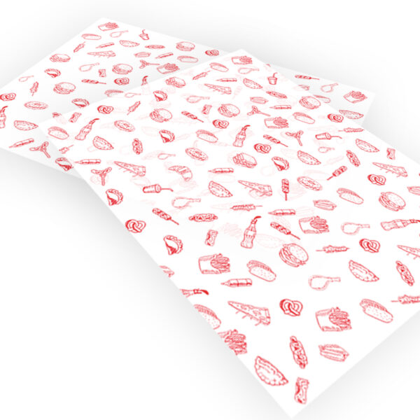 Papel Grado Alimenticio Medida 20x30 cm con Diseño Genérico Fast Food - Image 3
