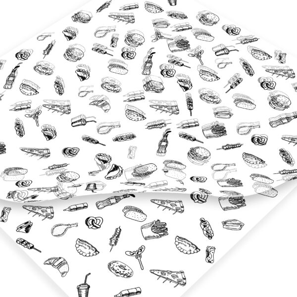 Papel Grado Alimenticio Medida 30x30 cm con Diseño Genérico Fast Food - Image 4