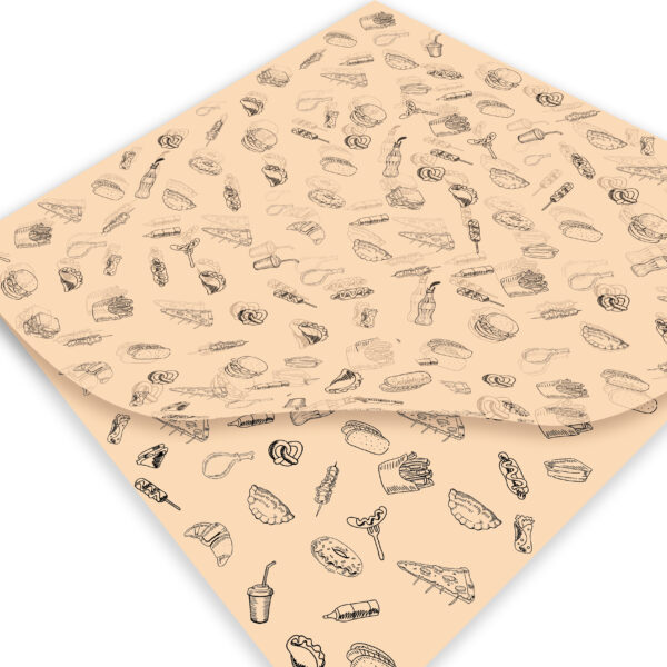Papel Grado Alimenticio Medida 30x30 cm con Diseño Genérico Fast Food - Image 3