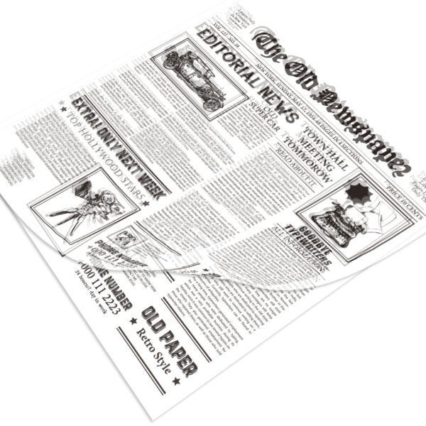 Papel Grado Alimenticio Medida 30x30 cm con Diseño Genérico de Periódico - Image 5