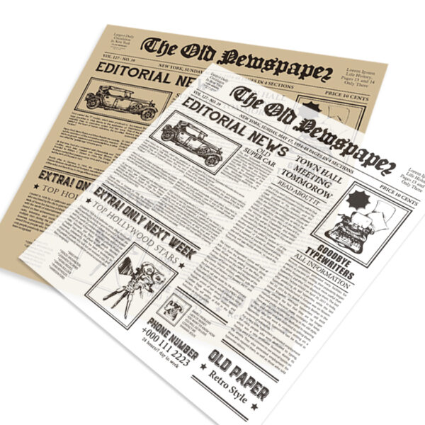 Papel Grado Alimenticio Medida 30x30 cm con Diseño Genérico de Periódico - Image 3