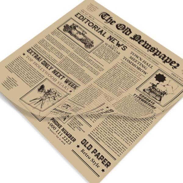 Papel Grado Alimenticio Medida 30x30 cm con Diseño Genérico de Periódico - Image 2