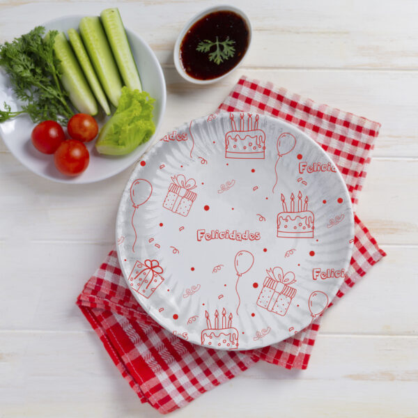 Plato Biodegradable de Cartón N°3 Blanco. Diseños Especiales, Medida 16.5 cm de diametro - Image 4