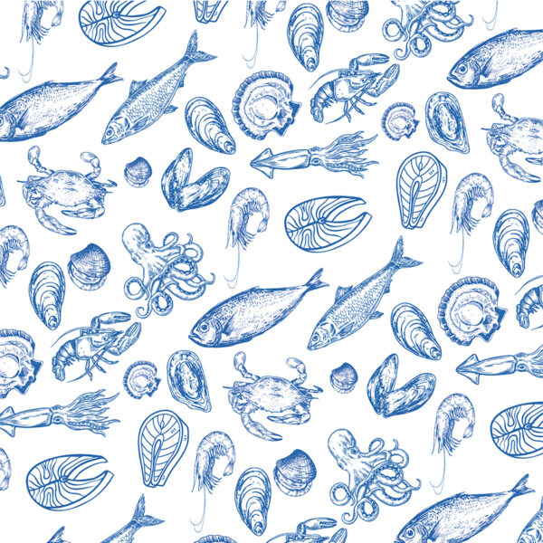 Papel Grado Alimenticio Medida 30x30 cm con Diseño Genérico Mariscos - Image 2