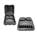 150 CONTENEDORES DE ALMEJA PP 12X12 CON TRES DIVISIONES