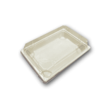 600 BANDEJAS DE BAGAZO CON TAPA PET No. 5 LISA 18.4x12.8+5 cm