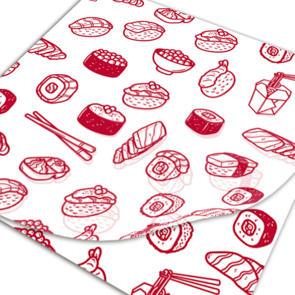 1000 HOJAS DE PAPEL GRADO ALIMENTICIO DISEÑO GENERICO SUSHIS 20X30 CM - Image 5
