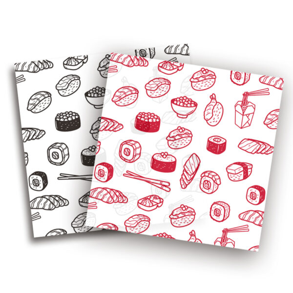 1000 HOJAS DE PAPEL GRADO ALIMENTICIO DISEÑO GENERICO SUSHIS 20X30 CM - Image 4