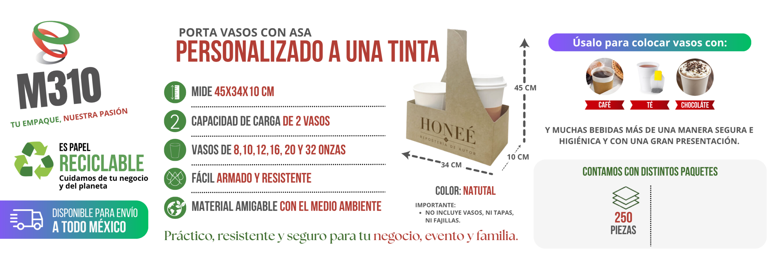 Infografía Porta Vaso Con Asa Personalizada