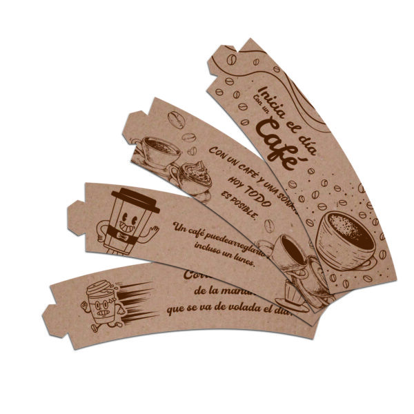 Fajilla o manga para vaso y bebidas calientes diseños genericos para vasos de capacidad 10 oz, 12 oz, 16 oz. - Image 3